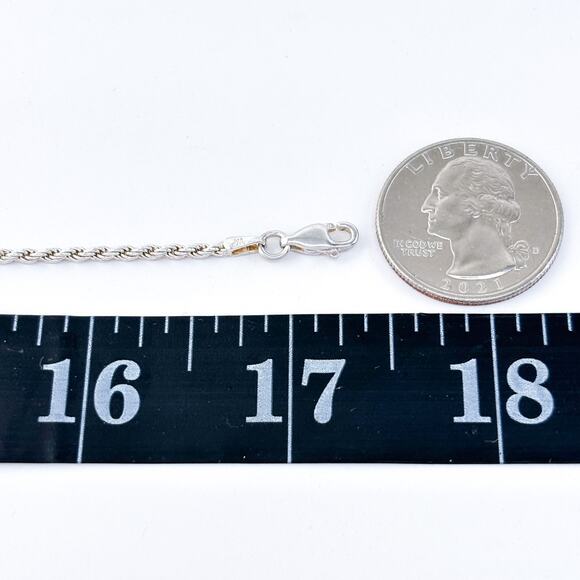 Vintage Italy SU Sterling Silver 925 Cubic Zirconia Bar Pendant Necklace 17” - Picture 3 of 5